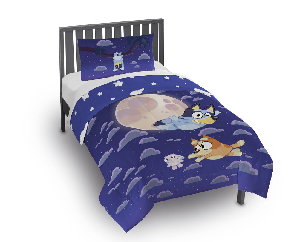 Fluffy Down Alternative Dream Kids 2 Piece Blue Reversible Comforter and Pillowcase Bedding Set, Twin/Full - Hypoallergenic Ultra-Fluffy Quilt for Winter - Default Title