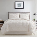 Heavyweight Warmth Comforter Set, 3-Piece, Queen, Pleated Wrinkle-Resistant Microfiber Bedding, Ivory, All-Season - Cloud-Like Soft Lightweight Bed Comforter - Default Title