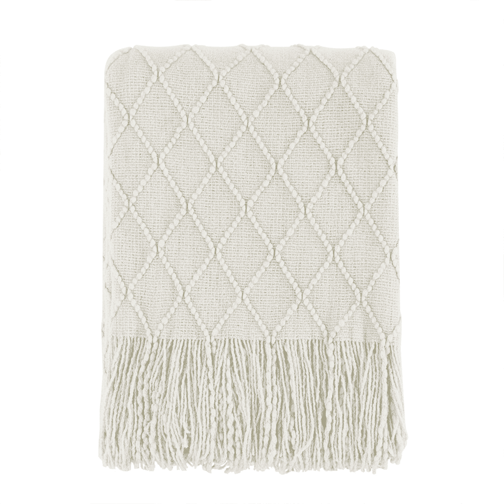 Cozy Fleece Rhombus Beige Throw Blanket, Soft and Lightweight, 50"x 60" - Super Soft Reversible Sherpa Flannel Blanket - Default Title