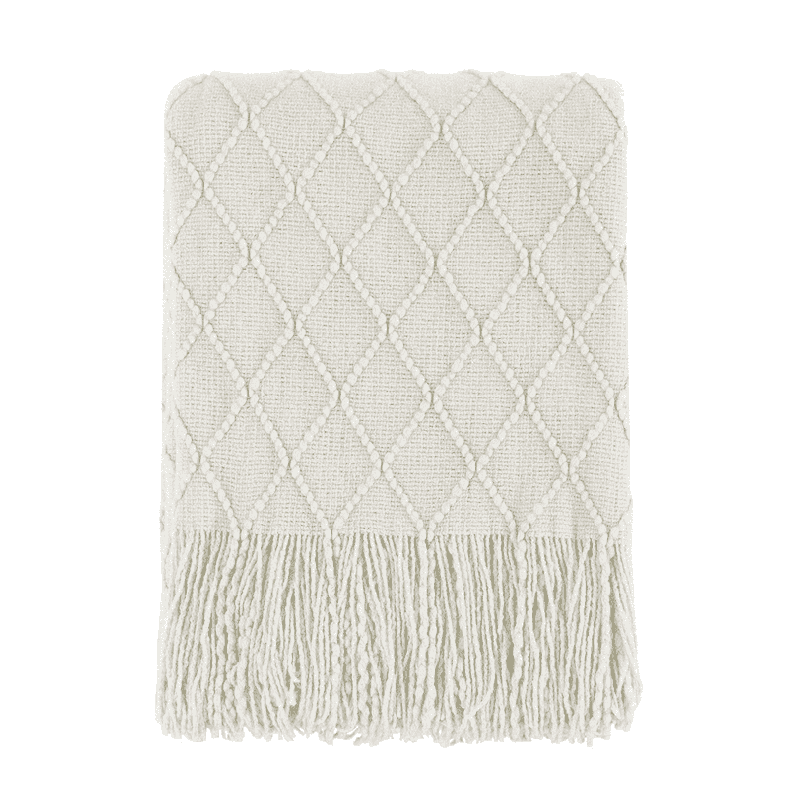Cozy Fleece Rhombus Beige Throw Blanket, Soft and Lightweight, 50"x 60" - Super Soft Reversible Sherpa Flannel Blanket - Default Title