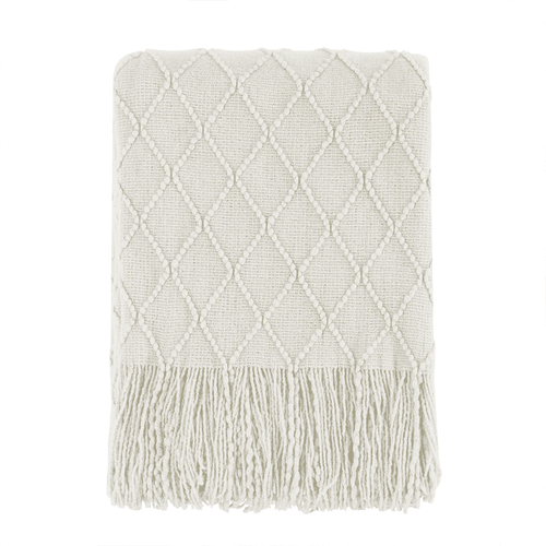 Cozy Fleece Rhombus Beige Throw Blanket, Soft and Lightweight, 50"x 60" - Super Soft Reversible Sherpa Flannel Blanket - Default Title