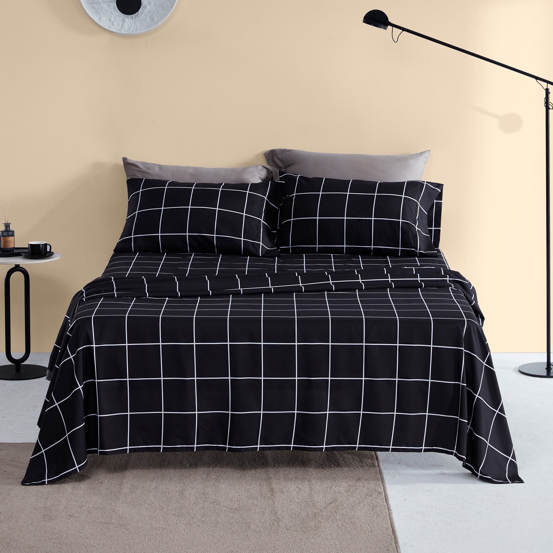 Cooling Sateen Full Bed Sheet Set, 4 Pieces Breathable & Super Soft, Easy Care Printed Microfiber with Deep Pocket & Envelope Closur... - Cooling Hotel Quality Bedding Sheets and Pillowcases - Default Title