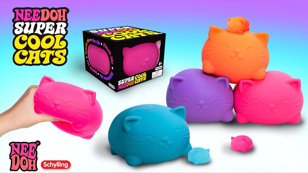 Purrfectly Squishy Super NeeDoh Cool Cats | Select Opal Prairie - Dino Character Malt-Gel Filled Sensory Glob Detail
