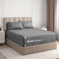Ultra-Soft 4-Piece Extra Deep Pocket Sheet Set - Full Size Breathable & Cooling Bed Sheets Fits 18"-24" Mattresses, Gray - Premium Ultra-Soft Pillowcase Pair for Sleeping - Default Title