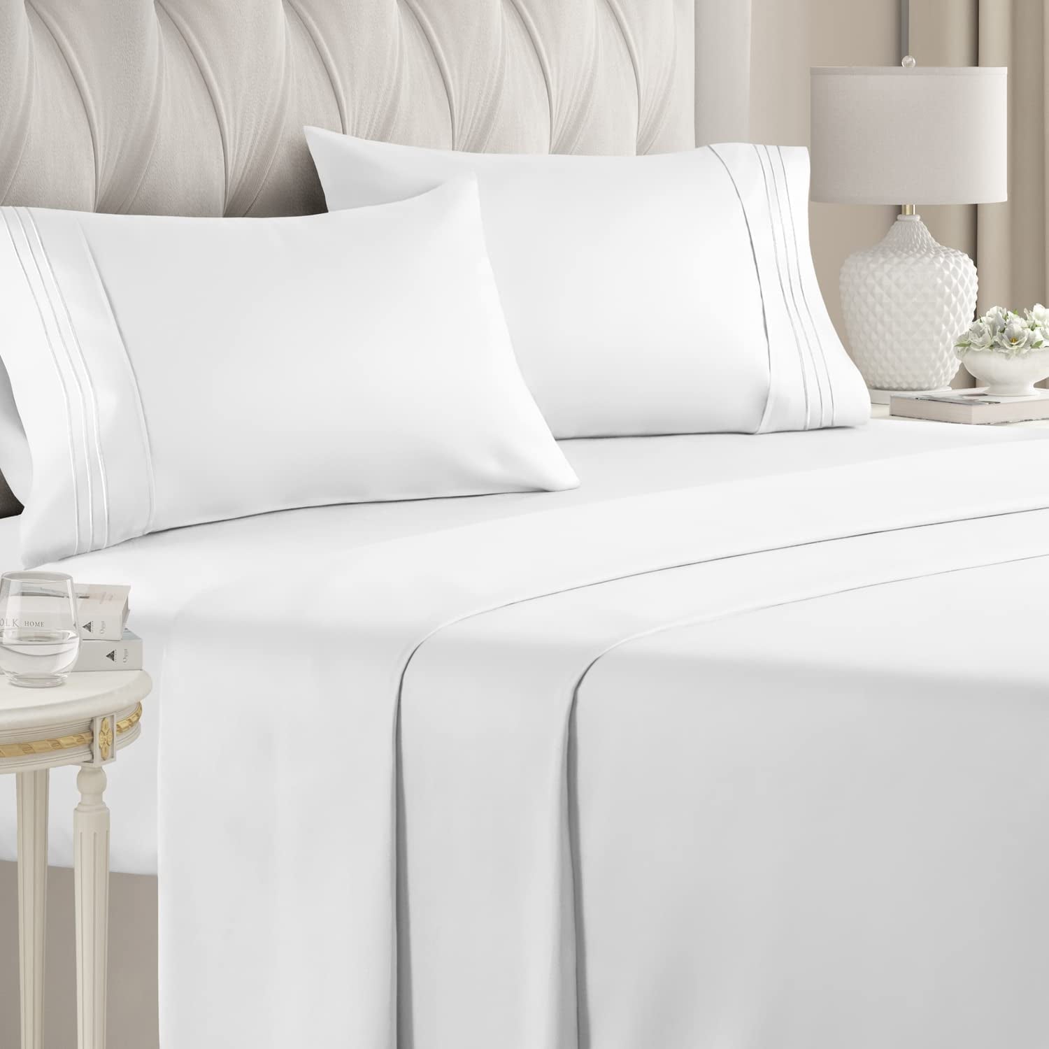Ultra-Soft 4-Piece Ultra Soft & Comfy Hotel Luxury Sheet Set - Full Size Cooling Bed Sheet Fits 8"-16" Mattresses, White - Luxury Bed Sheet Set with Deep Pockets - Default Title