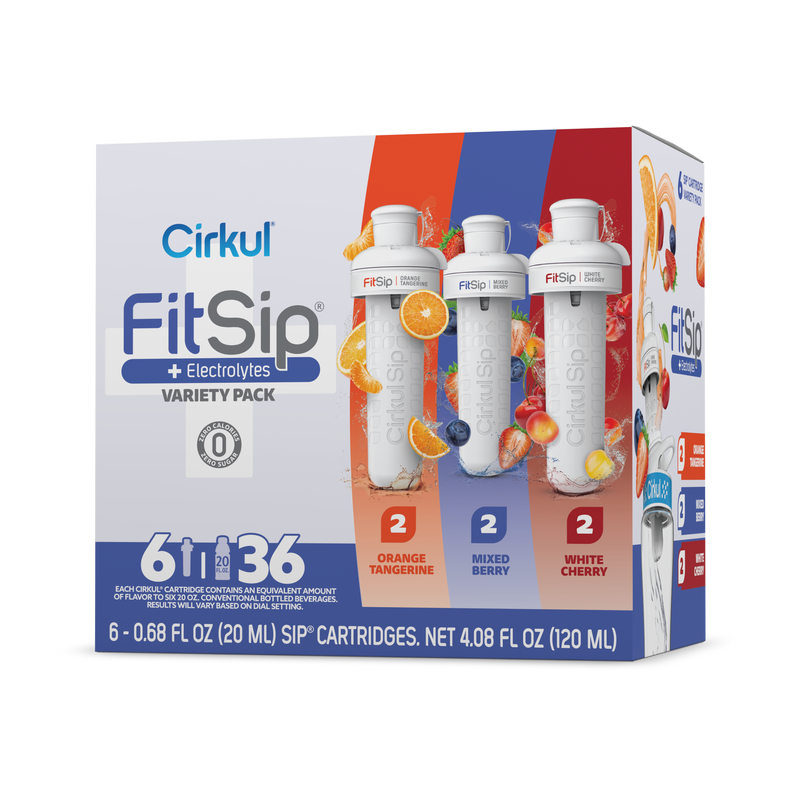 Refreshing Electrolyte FitSip 6-Pack Variety Pack HE3H - Sugar-Free Fruit Flavor Cartridge Refill - Default Title