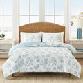 All-Season 3-Piece Lightweight 100% Cotton Blue & White Ocean Print Comforter Set, Full/Queen - All-Season Down Alternative Comforter Insert - Default Title