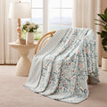 Lightweight Warm Throw Blanket, Reversible Plush Fleece Blanket for Couch, Green Seaberry Print, 50" x 72" - Cozy Fleece Throw Blanket for Couch & Bed - Default Title