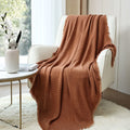 Reversible Sherpa Farmhouse Rust Knit Throw Blanket for Couch Sofa Chair Bed Home Decoration, Soft Warm Cozy Light Weight for Spring Su... - Cozy Fleece Throw Blanket for Couch & Bed - Default Title