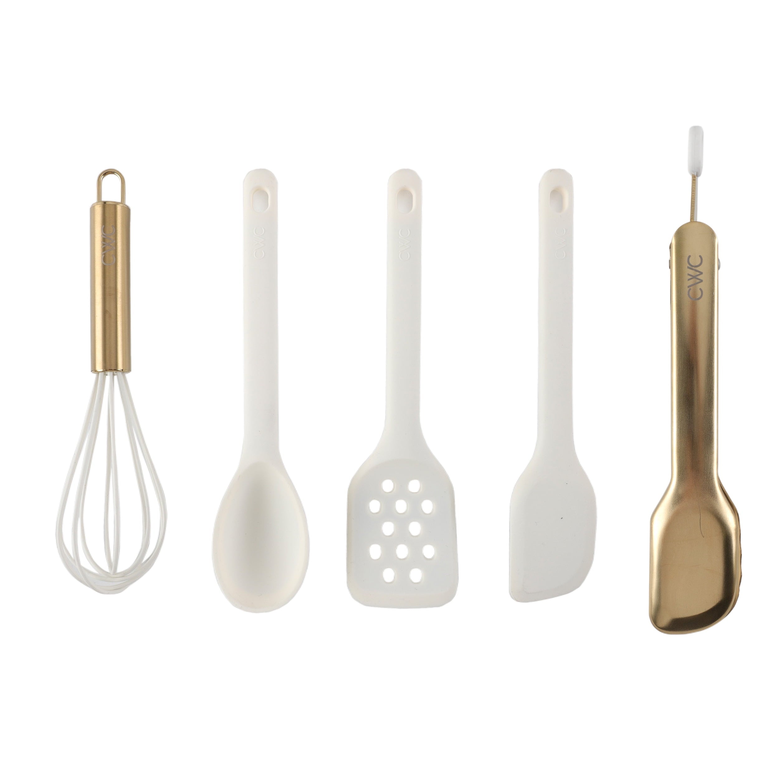 Ergonomic Cooking 5-Piece Mini Silicone Utensil Set Durable & Nonstick Safe - Premium Stainless Steel Cooking Utensil for Non-Stick Pots - Default Title