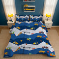 Fluffy Down Alternative Car Comforter Set Construction Bedding Set for Boys Kids Trucks Comforter Cartoon Car Excavator Tractor Blue 3Pcs Twin - Cloud-Like Soft Lightweight Bed Comforter - Default Title