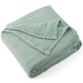 Reversible Sherpa 100% Cotton Muslin Throw Blanket Gauze Blankets for Adults Soft Throws for Bed and Couch, 50" x 70" Sage Green - Lightweight Plush Warm Blanket for All Seasons - Default Title
