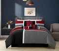 Hypoallergenic Cloud 7-Piece Medallion Patchwork Comforter Set, Full, Red/Gray/Black - Luxurious Quilted Duvet Cover Set - Default Title