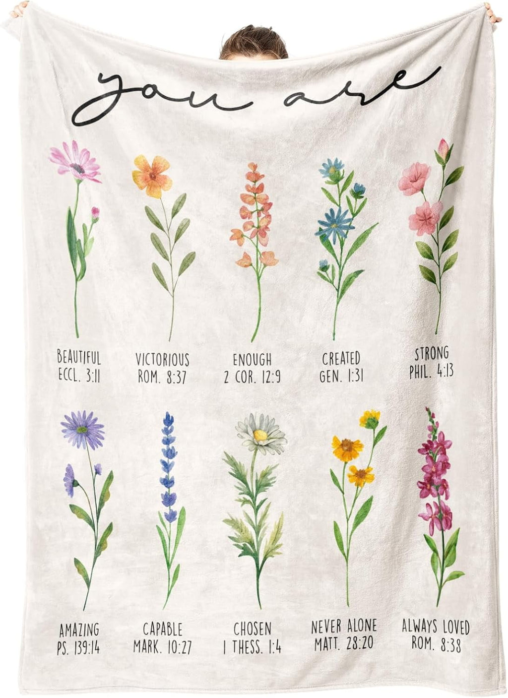 Decorative Knitted Christian Gifts for Women, Christian Blanket with Flowers, Birthday Gifts for Women, Inspirational, Religious Gifts f... - Lightweight Plush Warm Blanket for All Seasons - Default Title