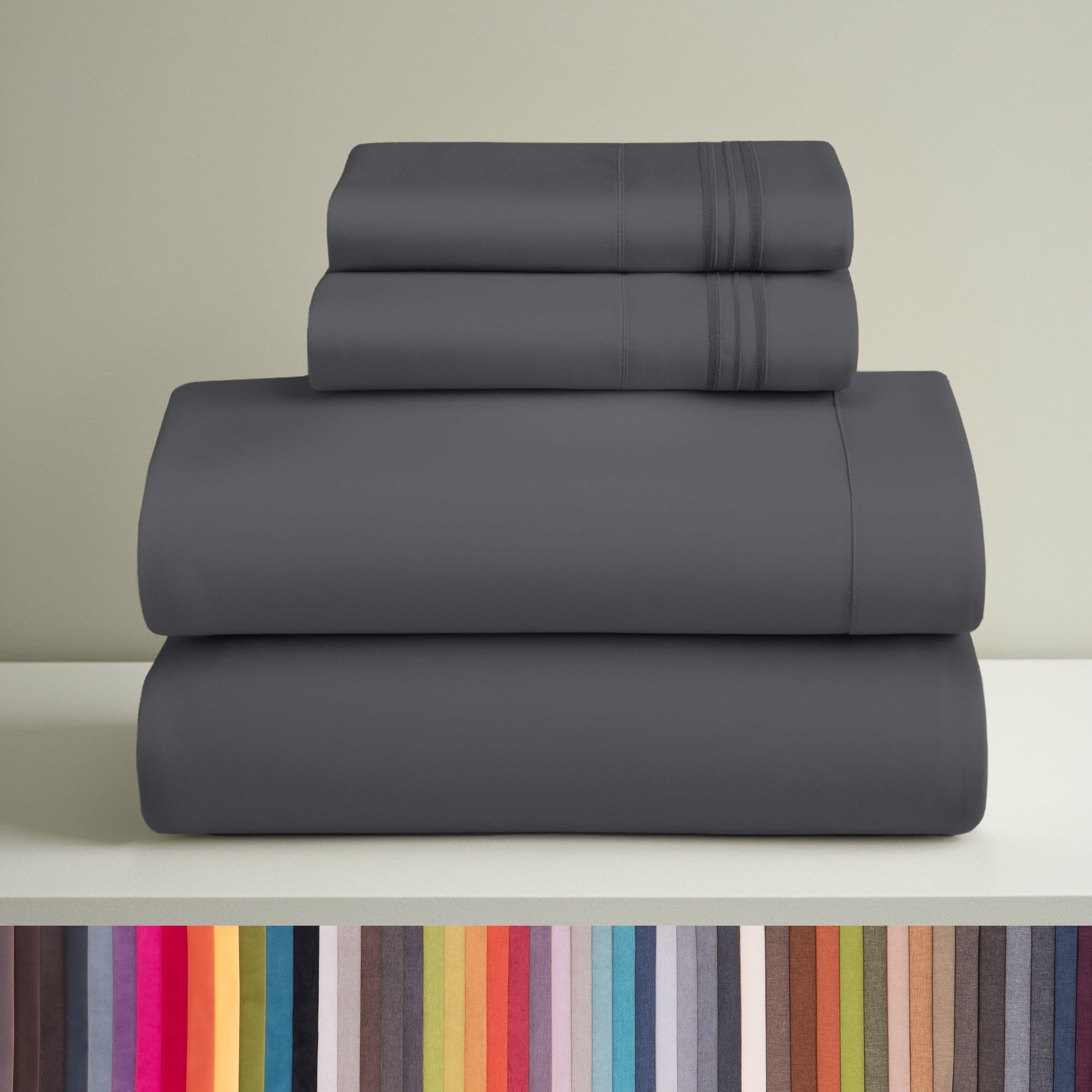Breathable Luxury Sheets Set, 4 Piece Deep Pocket Sheets, 100% Soft Microfiber Bed Sheets Set, Gray - Luxury Bed Sheet Set with Deep Pockets - Default Title