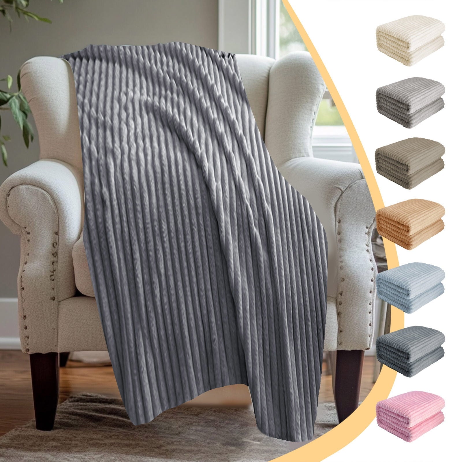 Cozy Fleece Bunny Blanket, Super Soft & Warm Faux Rabbit Fur Throw Blanket, Lightweight Microfiber Machine Washable for Bedroom, ... - Luxury Knitted Decorative Throw Blanket with Fringes - Default Title