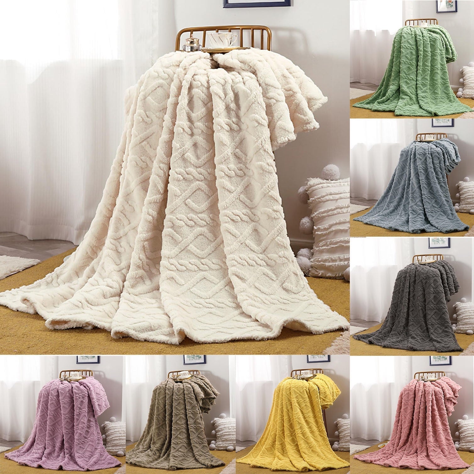 Cozy Fleece Clearance Under $5 Throw Blanket, Super Soft Warm Solid Color Thicken Flannel Blankets, Microfiber Machine Washable f... - Lightweight Plush Warm Blanket for All Seasons - Default Title