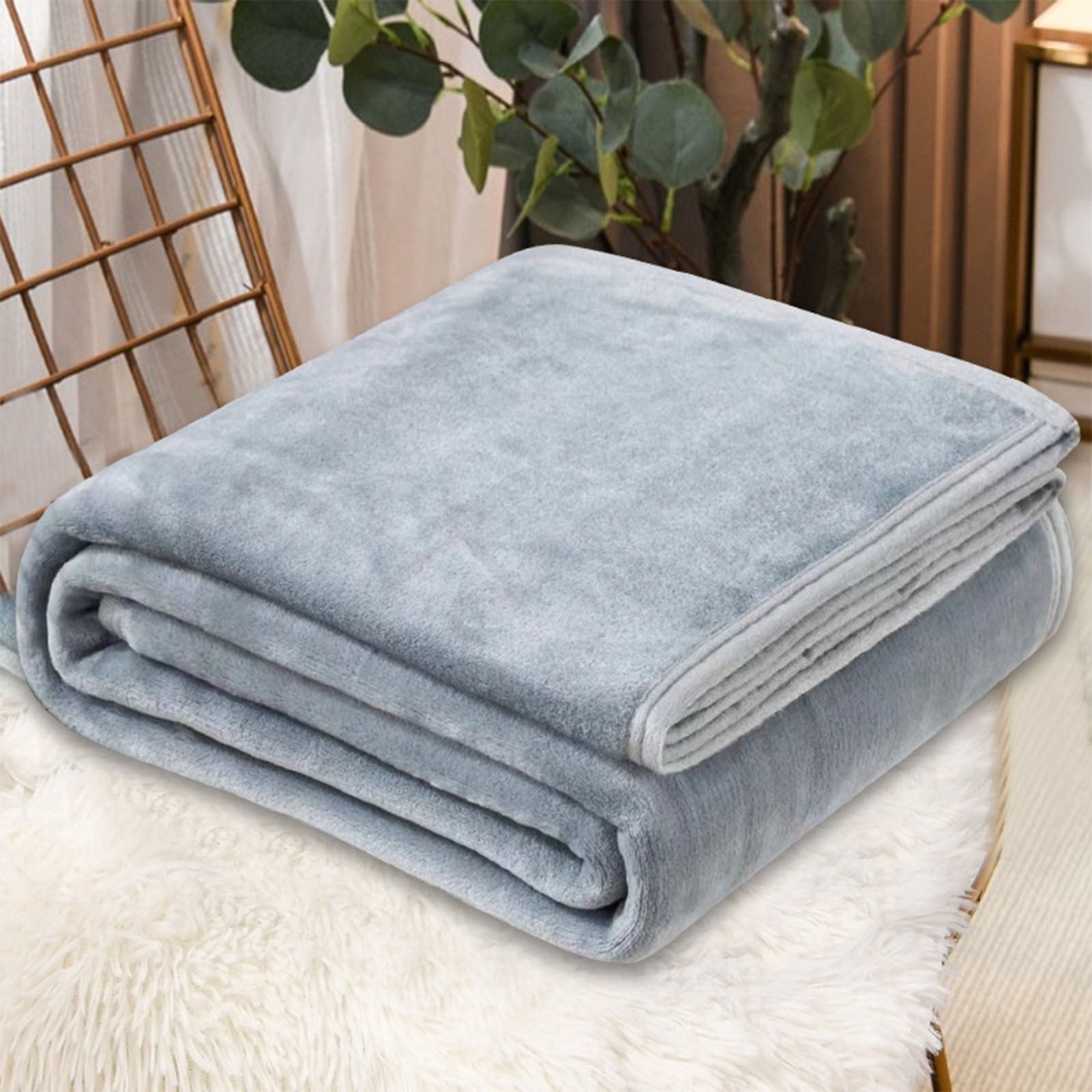 Reversible Sherpa Under $5 Flannel Blanket 27.56X39.37 Inches Blanket Soft Cozy Throw Blanket for Couch, Bed, Household Blanket for All... - Lightweight Plush Warm Blanket for All Seasons - Default Title