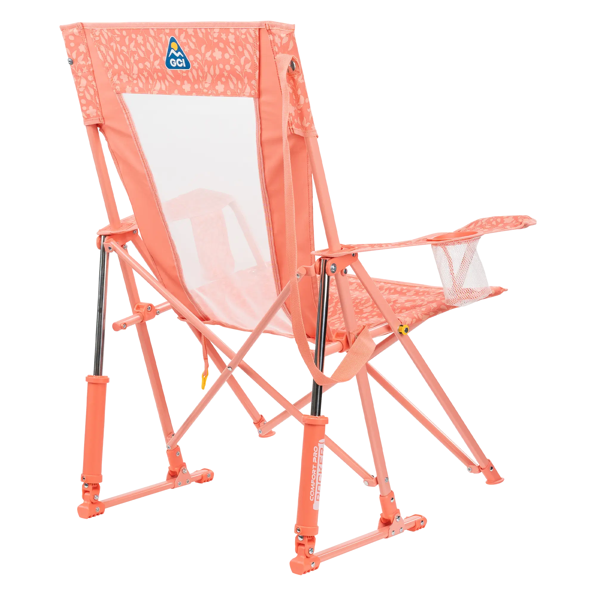 Luxury Camp Comfort Pro Rocker - Choice 375 - Heavy-Duty Kickback Rocker with Beverage Holder Detail