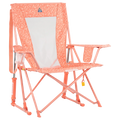 Luxury Camp Comfort Pro Rocker - Choice 375 - Heavy-Duty Kickback Rocker with Beverage Holder - Coral Garden