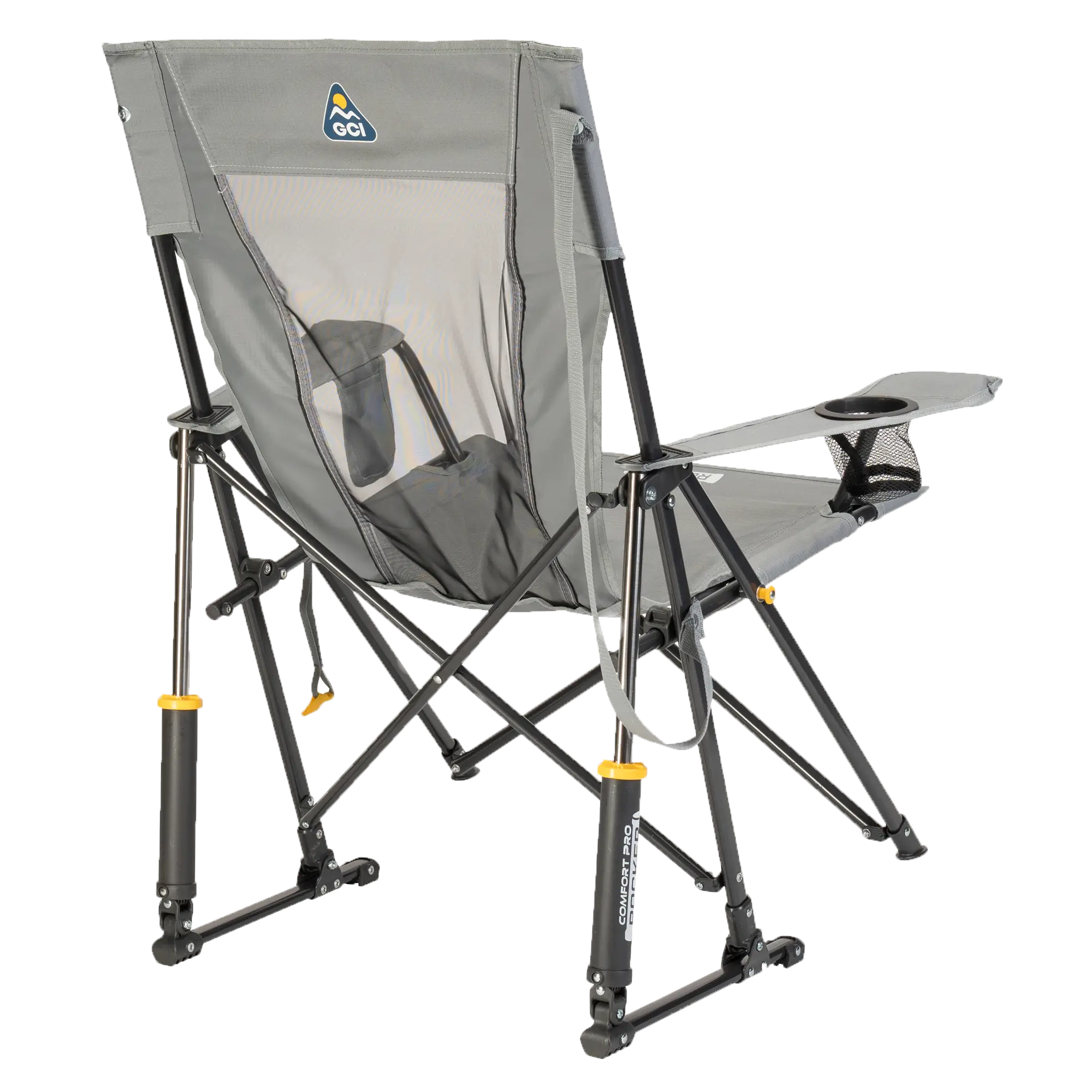 Luxury Camp Comfort Pro Rocker - Choice 375 - Heavy-Duty Kickback Rocker with Beverage Holder Detail