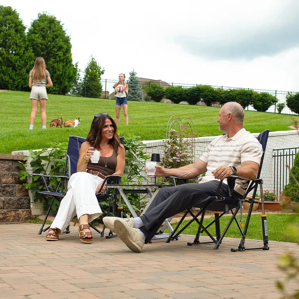 Luxury Camp Comfort Pro Rocker - Choice 375 - Heavy-Duty Kickback Rocker with Beverage Holder Detail