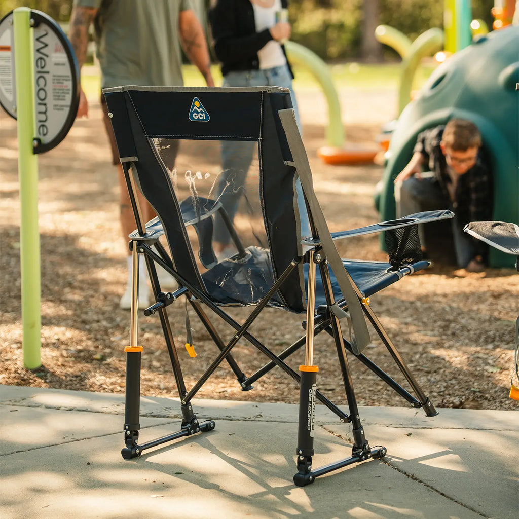 Luxury Camp Comfort Pro Rocker - Choice 375 - Heavy-Duty Kickback Rocker with Beverage Holder Detail
