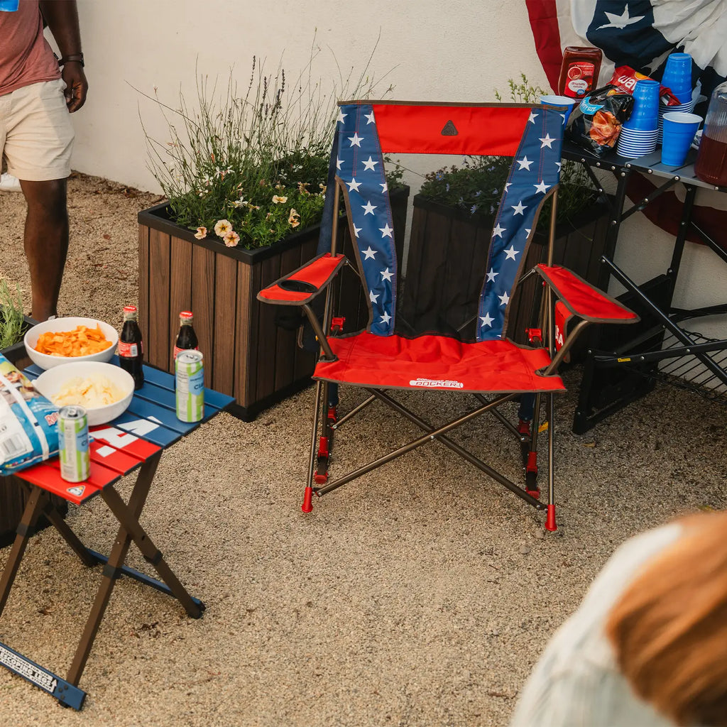 Patented Spring-Action Comfort Pro Rocker - USA Anniversary Deluxe - Choice 424 - RoadTrip Rocker Smooth Motion Camp Chair Detail