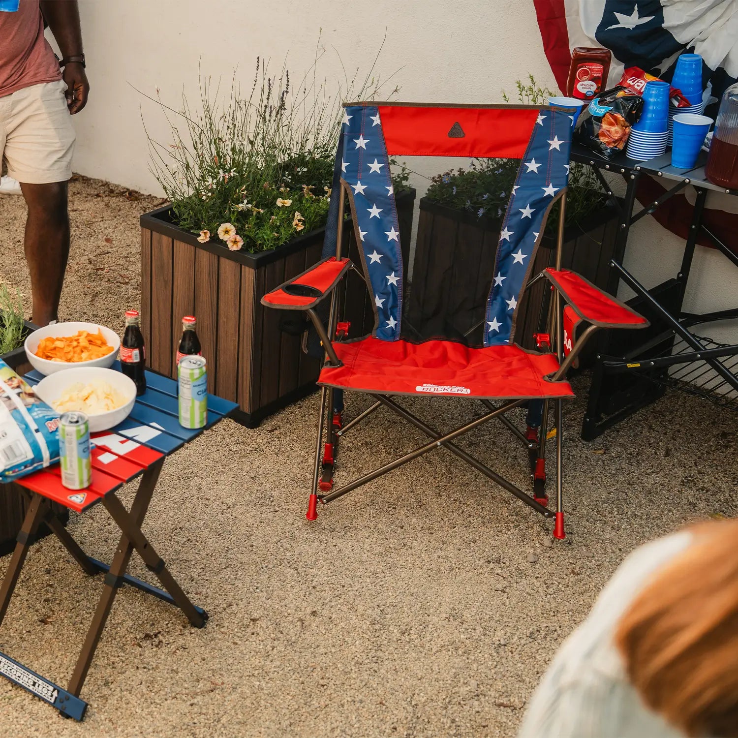 Patented Spring-Action Comfort Pro Rocker - USA Anniversary Deluxe - Choice 424 - RoadTrip Rocker Smooth Motion Camp Chair Detail