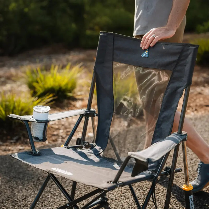 Premium All-Weather Comfort Pro Rocker XL - Choice 107 - Patented Spring-Action Rocking Chair for Camping Detail