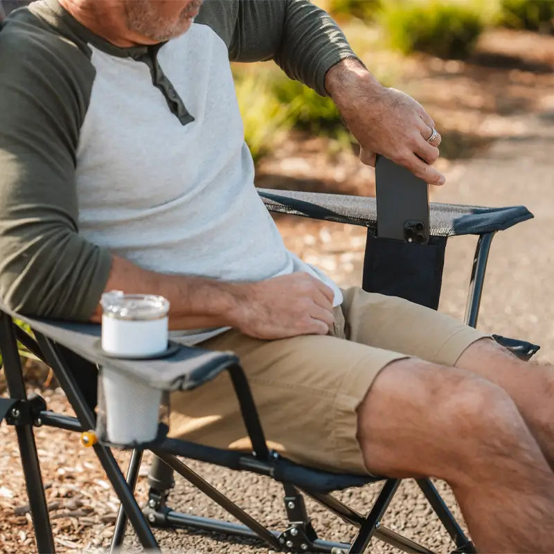 Premium All-Weather Comfort Pro Rocker XL - Choice 107 - Patented Spring-Action Rocking Chair for Camping Detail