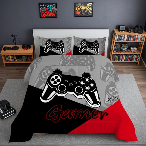 All-Season Gaming Comforter for Kids Boys Teens Video Game Bedding Set Gamer Comforter Gamepad Comforter Set Full Size Red Black... - Cloud-Like Soft Lightweight Bed Comforter - Default Title
