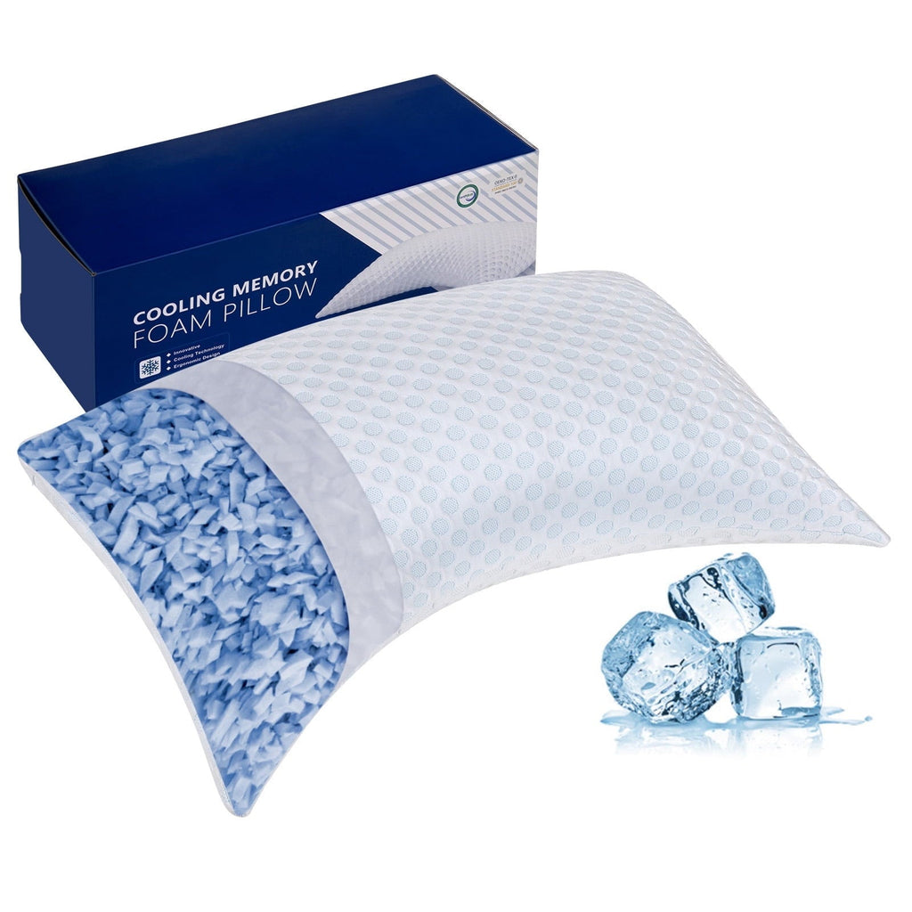 Ergonomic Memory Foam Cooling Shredded Memory Foam Bed Pillows Adjustable Firm Support Pillow for Side and Back Sleepers Curved Pillows Set... - Ergonomic Memory Foam Pillow for Neck Pain Support - Default Title