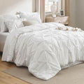 Hypoallergenic Cloud White Queen Comforter Set- 7 Pieces Pintuck Bedding Set with Comforters, Sheets, Pillowcases & Shams - Hypoallergenic Ultra-Fluffy Quilt for Winter - Default Title