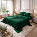 Breathable Luxury Bed Sheet Set Twin 3 Piece Hunter Green Breathable Soft Cotton Jersey Sheets with Deep Pockets, Unisex - Cooling Hotel Quality Bedding Sheets and Pillowcases - Default Title