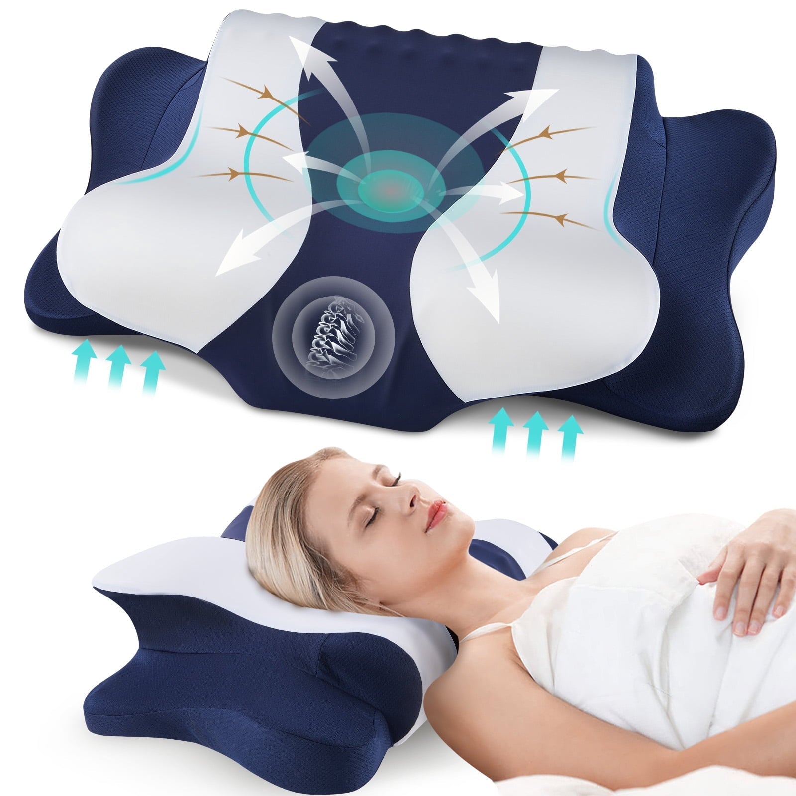 Hotel Collection Cervical Neck Pillow for Pain Relief Sleeping, Memory Foam Pillow Neck Pillow Bed Pillow with Pillowcase for Side Bac... - Orthopedic Shredded Foam Bed Pillow Set - Default Title