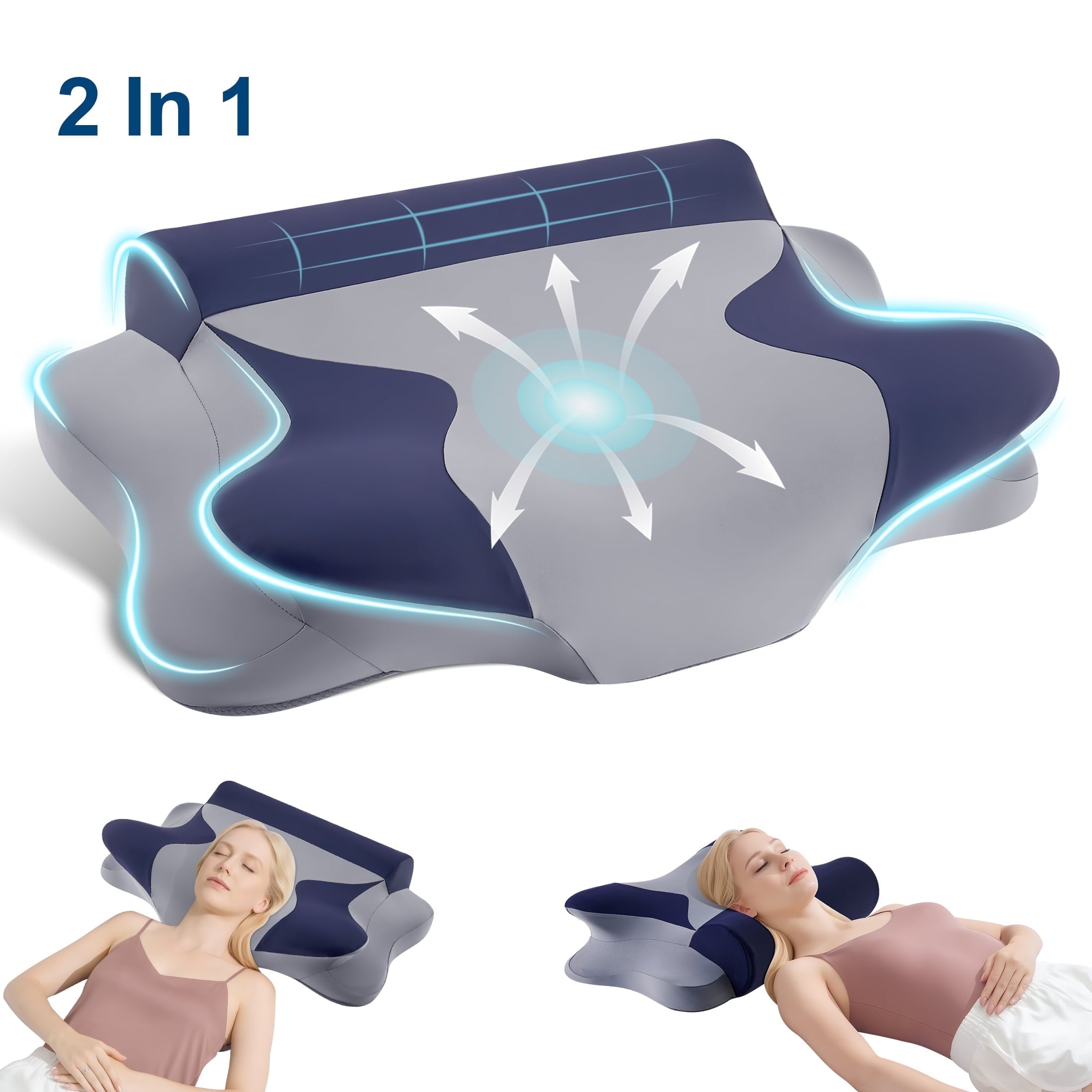 Fluffy Shredded Cooling Bed Pillow for Neck & Shoulder Pain Relief, Cervical Support Comfort Pillow for Side Back Stomach Sleeper, Er... - Orthopedic Shredded Foam Bed Pillow Set - Default Title