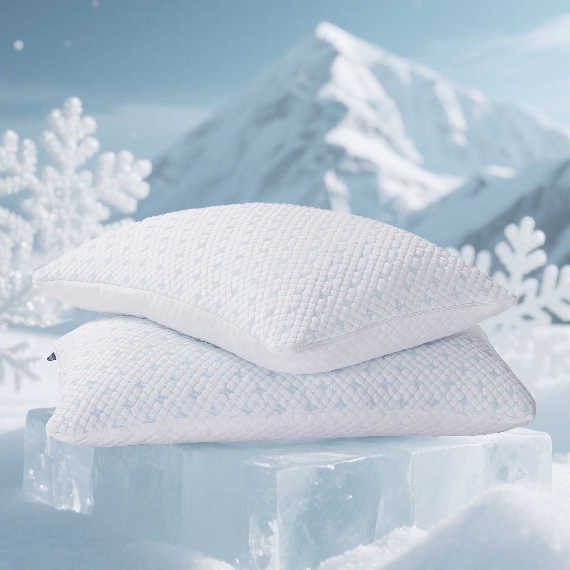 Fluffy Shredded 2-Pack Adjustable Cooling Bed Pillows, Shredded Memory Foam Pillows Set of 2, Standard Queen, Dual Sides - Hotel Quality Plush Sleeping Pillows - Default Title