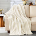 Decorative Knitted White Fleece Throw Blanket for Couch, Super Soft Cozy Blankets and Throws, Decorative Fleece Blankets for Women Men G... - Super Soft Reversible Sherpa Flannel Blanket - Default Title