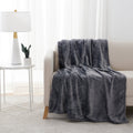 Decorative Knitted Plush Heathered Soft Oversized Throw Blanket, Gray - Lightweight Plush Warm Blanket for All Seasons - Default Title