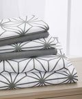 Wrinkle-Resistant Bed Sheets Full Gray Texture/Embroidery 1500 Thread Count Microfiber - Luxury Bed Sheet Set with Deep Pockets - Default Title