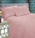 Ultra-Soft 4 Pieces Bed Sheet Set With Flat Fitted and 2 Pillowcases King-Dusty Rose - Cooling Hotel Quality Bedding Sheets and Pillowcases - Default Title