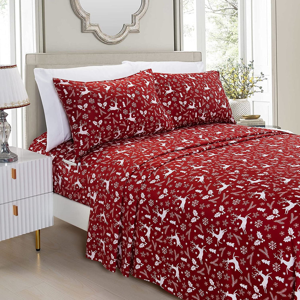 Wrinkle-Resistant Luxury Soft Bed Sheets Holiday Pattern 1500 Thread Count Percale Egyptian Quality Softness Wrinkle and Fade Resistant... - Luxury Bed Sheet Set with Deep Pockets - Default Title