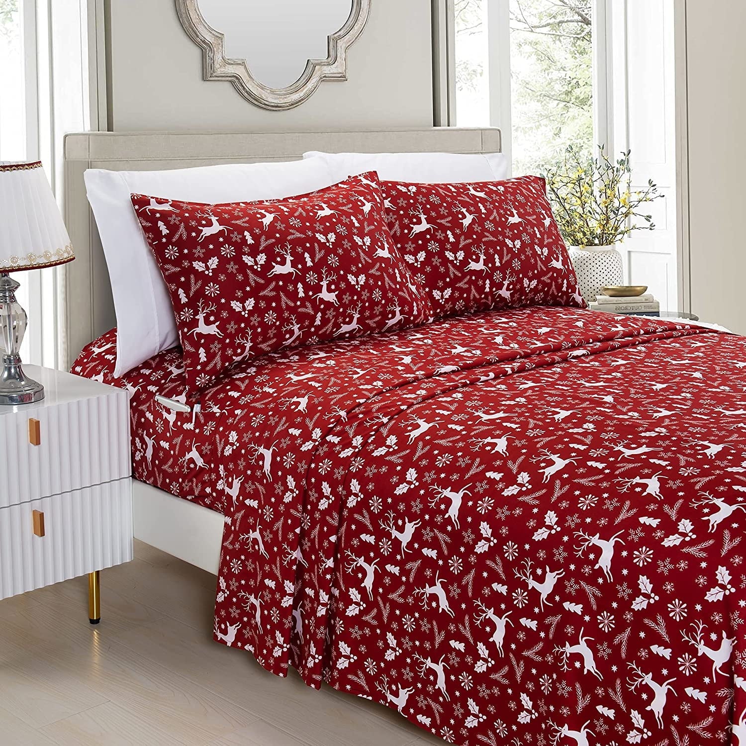Wrinkle-Resistant Luxury Soft Bed Sheets Holiday Pattern 1500 Thread Count Percale Egyptian Quality Softness Wrinkle and Fade Resistant... - Luxury Bed Sheet Set with Deep Pockets - Default Title