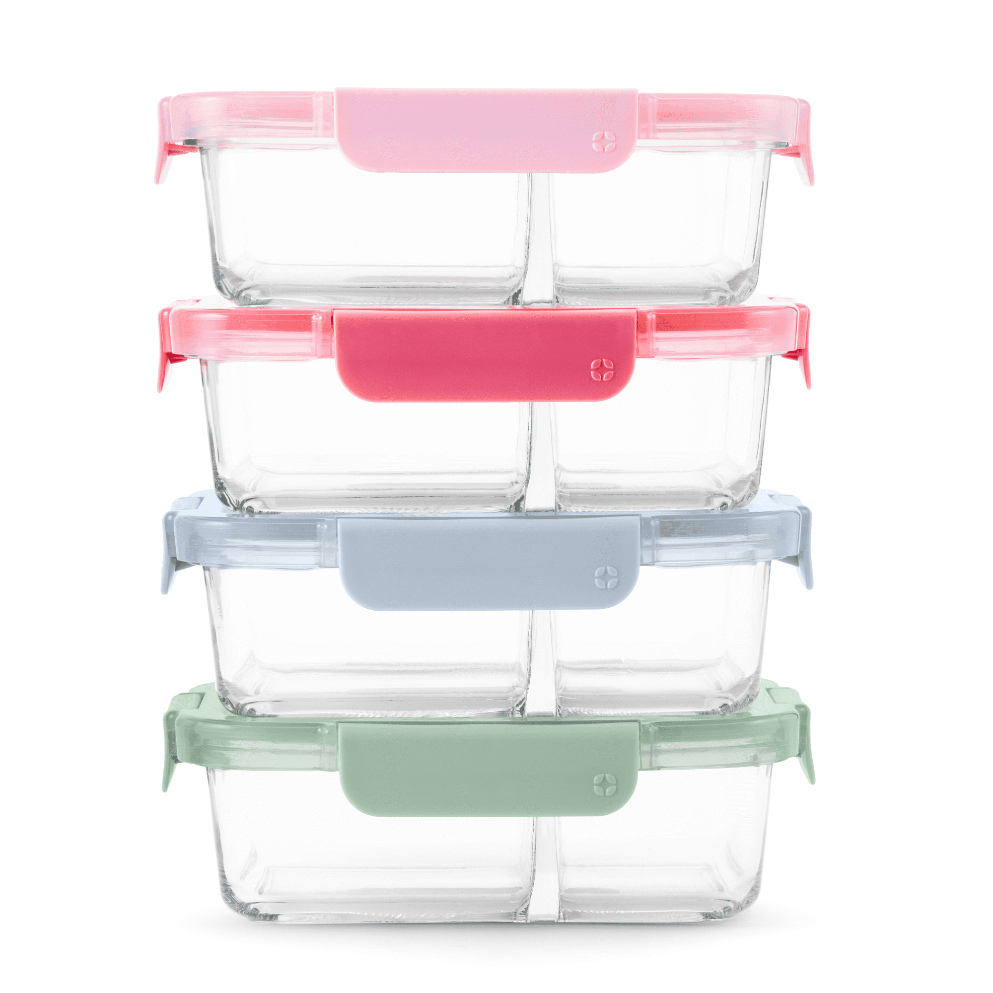 Fun Food Fidget 8pc 3.4 Cup Divided Glass Meal Prep Set - Playful Star & Heart Shaped Geometric NeeDoh - Default Title