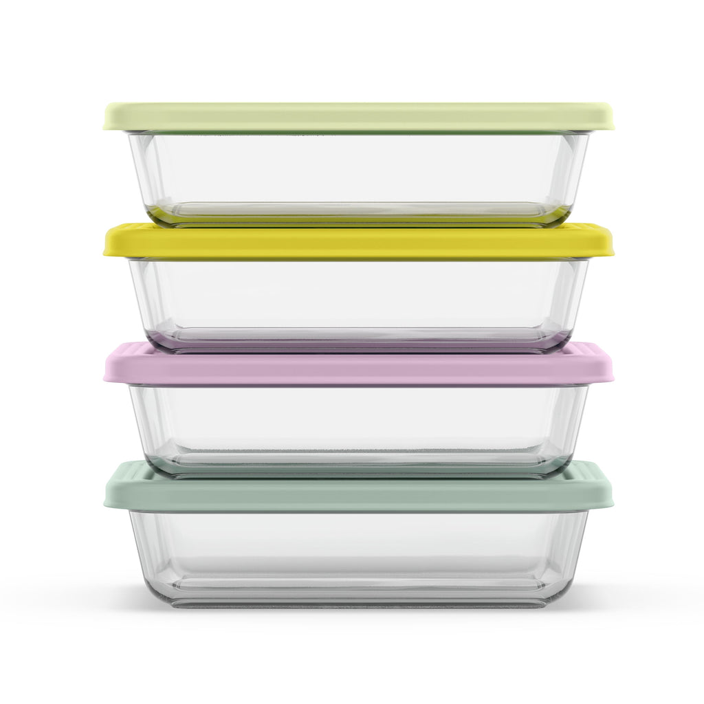 Playful Geometric Everyday 4.5 Cup Glass Meal Prep Set - Fun Food Fidget Cookie Squishable Toy - Default Title