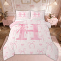 Heavyweight Warmth Kawaii Bowknot Bedding Sets Full with Comforter, Initial H Duvet Insert, Romantic Initial A-Z Decor, Reversible - All-Season Down Alternative Comforter Insert - Default Title