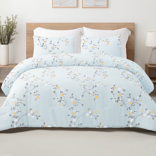 All-Season 3-Piece Floral King Size Comforter Set, Microfiber Bedding Down Alternative Comforter for All Seasons with 2 Pillow S... - Luxurious Quilted Duvet Cover Set - Default Title