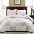 Fluffy Down Alternative 3-Piece Patchwork King Size Comforter Set, Microfiber Bedding Down Alternative Comforter for All Seasons with 2 Pillo... - Luxurious Quilted Duvet Cover Set - Default Title
