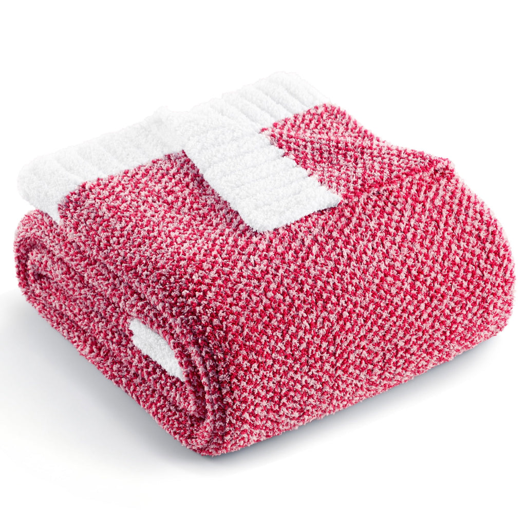 Cozy Fleece Knit Throw Blanket, Ultra Soft Cozy Fluffy Blankets, Lightweight Fuzzy Plush Throw for Couch and Bed, Mixed Red, 50"x60" - Super Soft Reversible Sherpa Flannel Blanket - Default Title